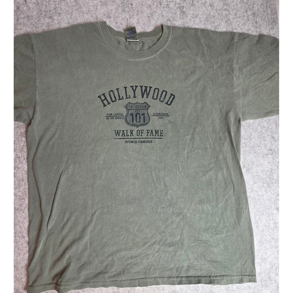 Gildan Hollywood Walk of Fame US 101 California Highway Graphic Tee Green XL